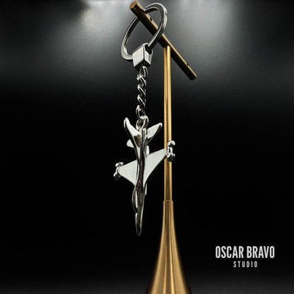 F16 Eagle Keychain | Silver Fighter Jet Keyring for Air Force Pilots and Aviation Collectors OSCAR BRAVO STUDIO