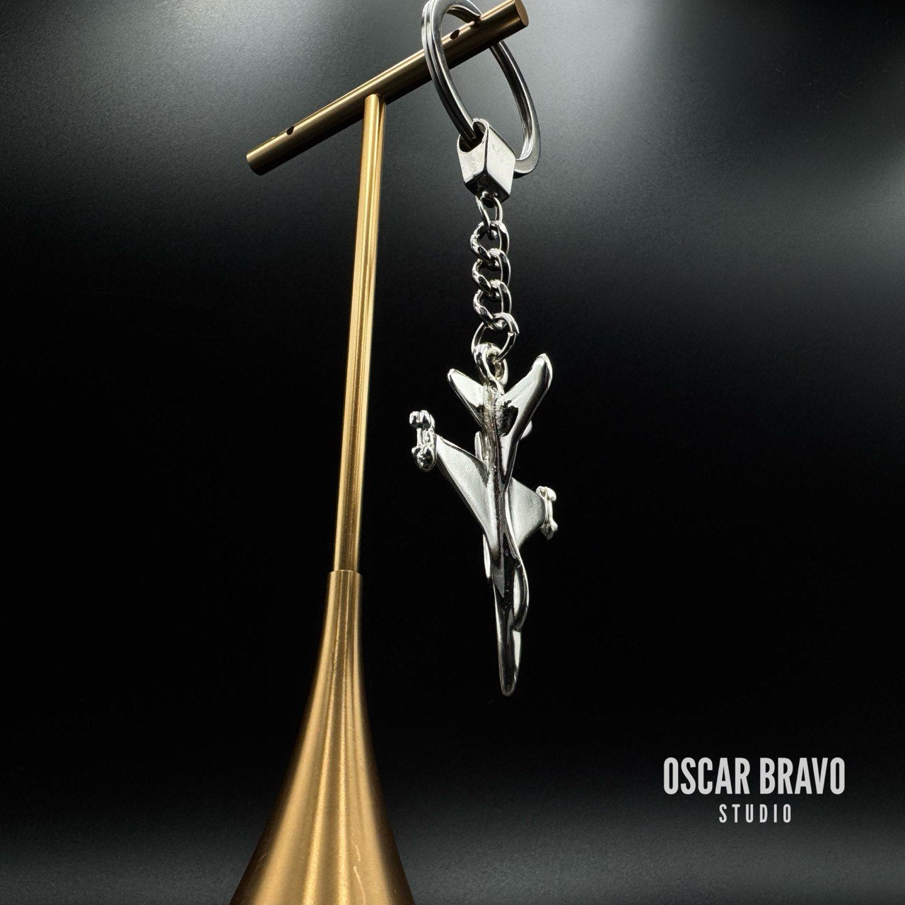 F16 Eagle Keychain | Silver Fighter Jet Keyring for Air Force Pilots and Aviation Collectors OSCAR BRAVO STUDIO