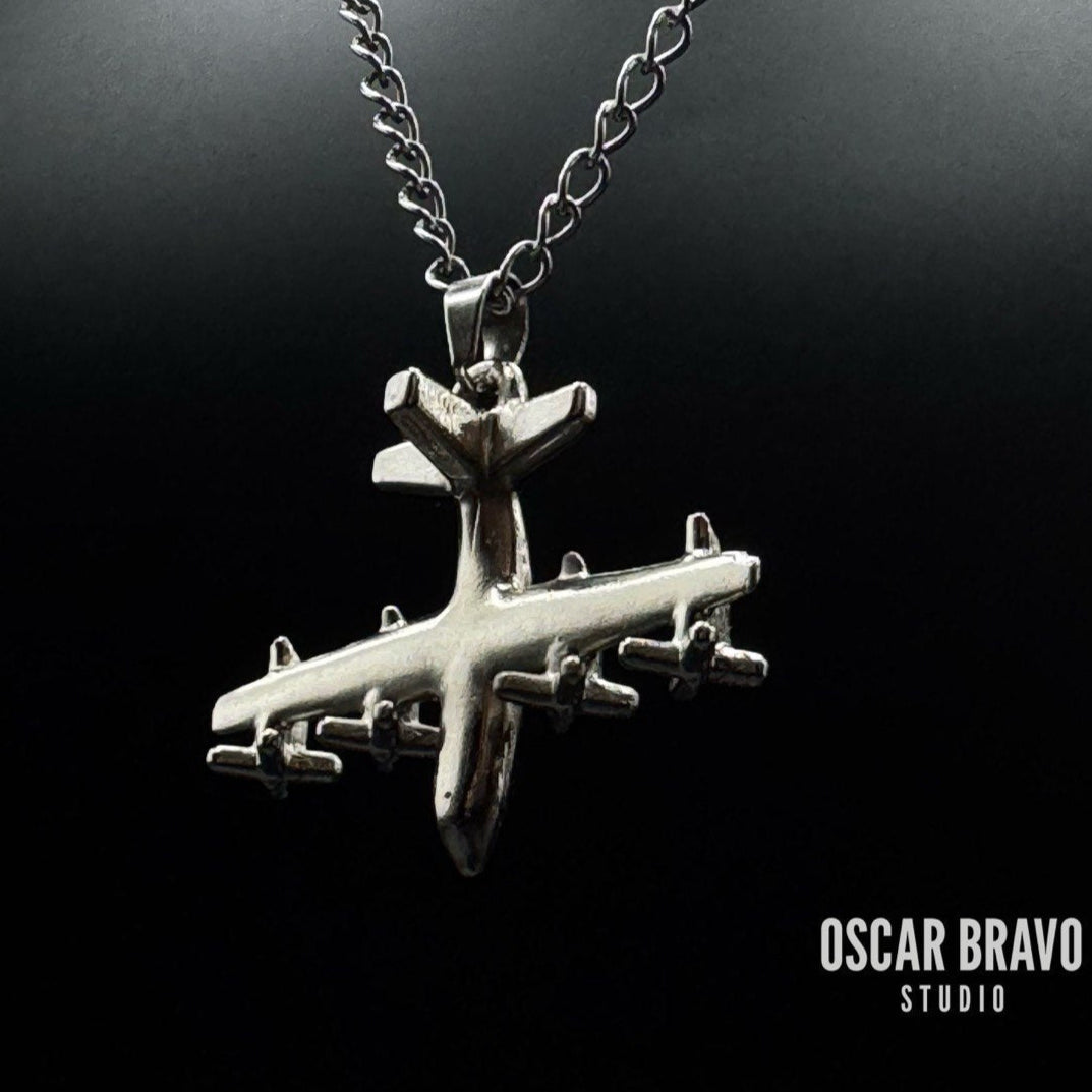 C130 Hercules Necklace | Silver Military Aircraft Pendant for Pilots, Aircrew, and Aviation Collectors OSCAR BRAVO STUDIO