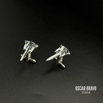 SR-71 Blackbird Cufflinks, Silver Plated Aviation Jewelry, Pilot & Air Force Gift OSCAR BRAVO STUDIO
