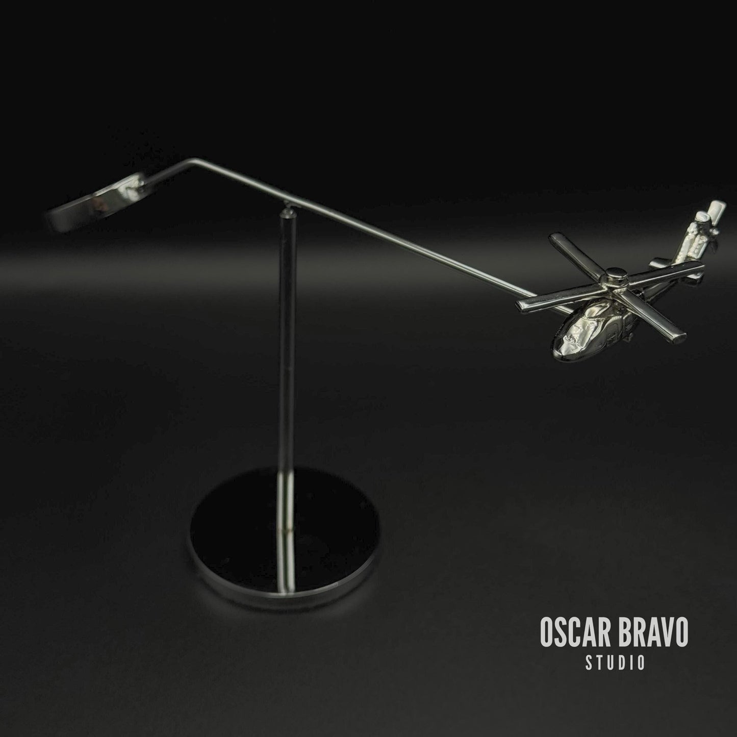 UH-60 Helicopter Kinetic Sculpture | Chrome Aviation Desk Decor OSCAR BRAVO STUDIO