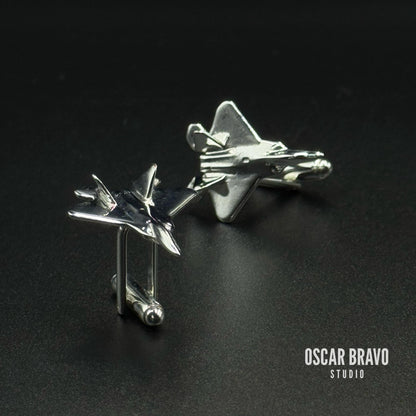 F22 Raptor Cufflinks - Stealth Fighter Jet Pilot Gift - Military Aviation Jewelry - Air Force Gift for Men OSCAR BRAVO STUDIO