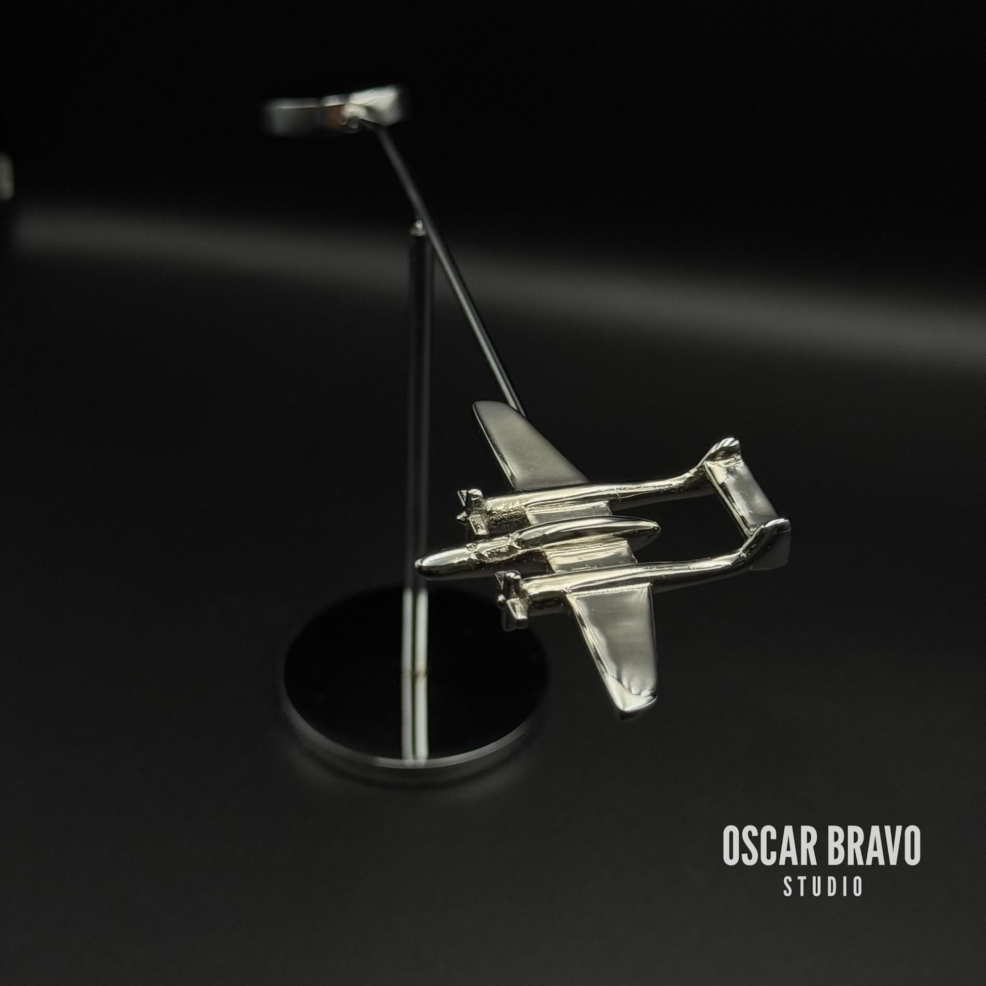 P61 Black Widow Balance Model: Chrome WW2 Aviation Sculpture, Collector Pilot Gift OSCAR BRAVO STUDIO