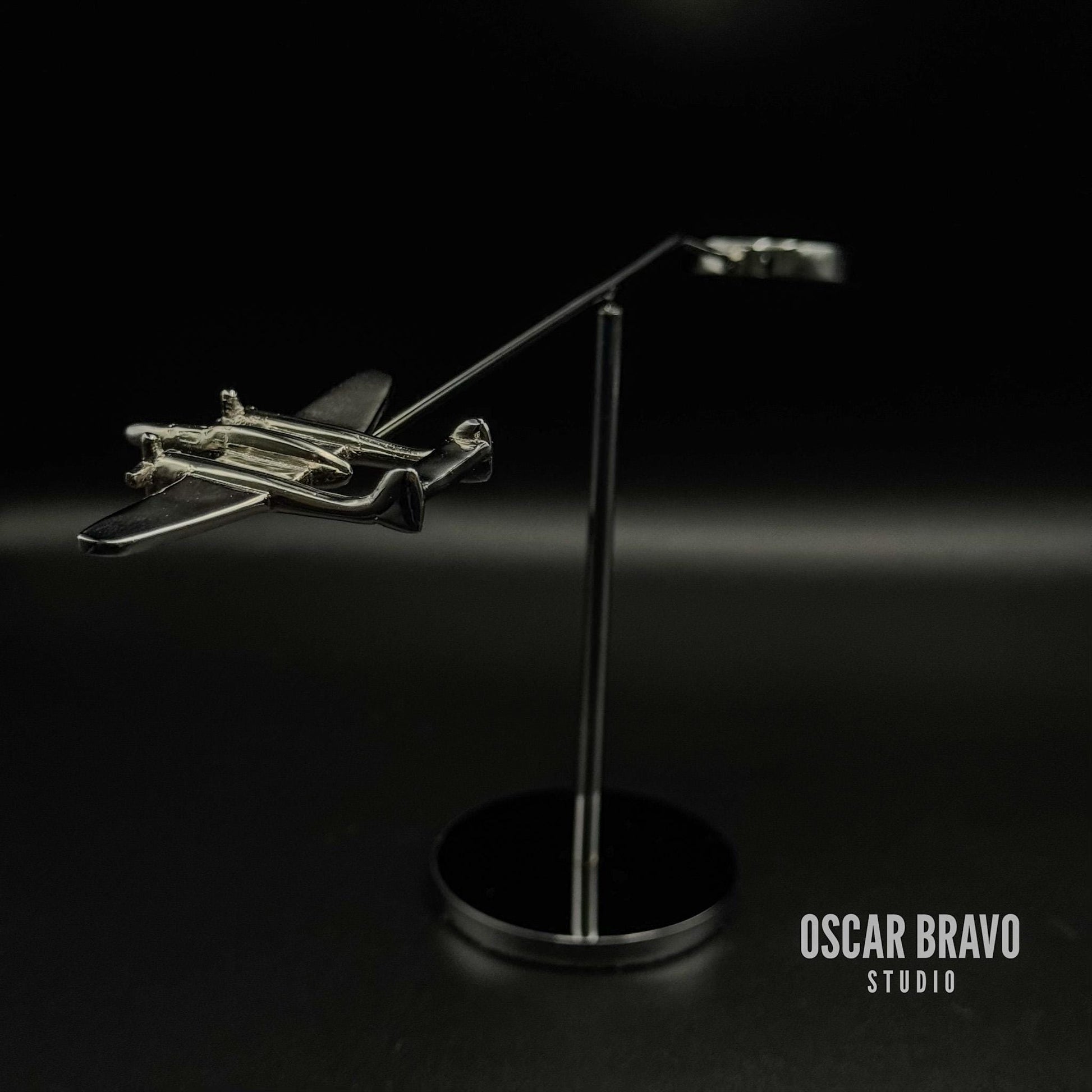 P61 Black Widow Balance Model: Chrome WW2 Aviation Sculpture, Collector Pilot Gift OSCAR BRAVO STUDIO