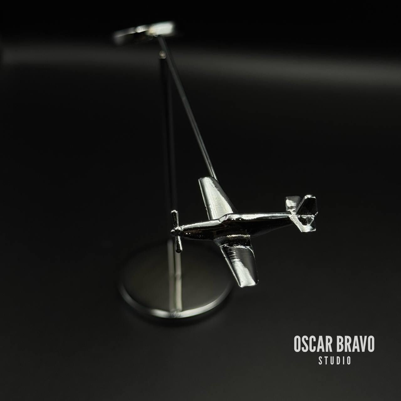 P-51 Mustang Balance Model: Chrome Aviation Sculpture, WWII Decor OSCAR BRAVO STUDIO