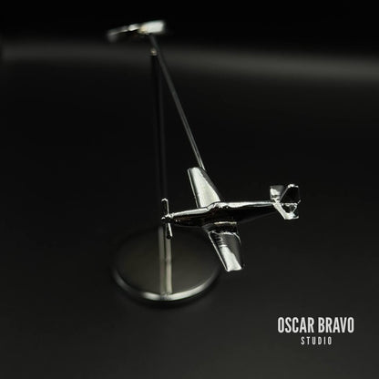 P-51 Mustang Balance Model: Chrome Aviation Sculpture, WWII Decor OSCAR BRAVO STUDIO