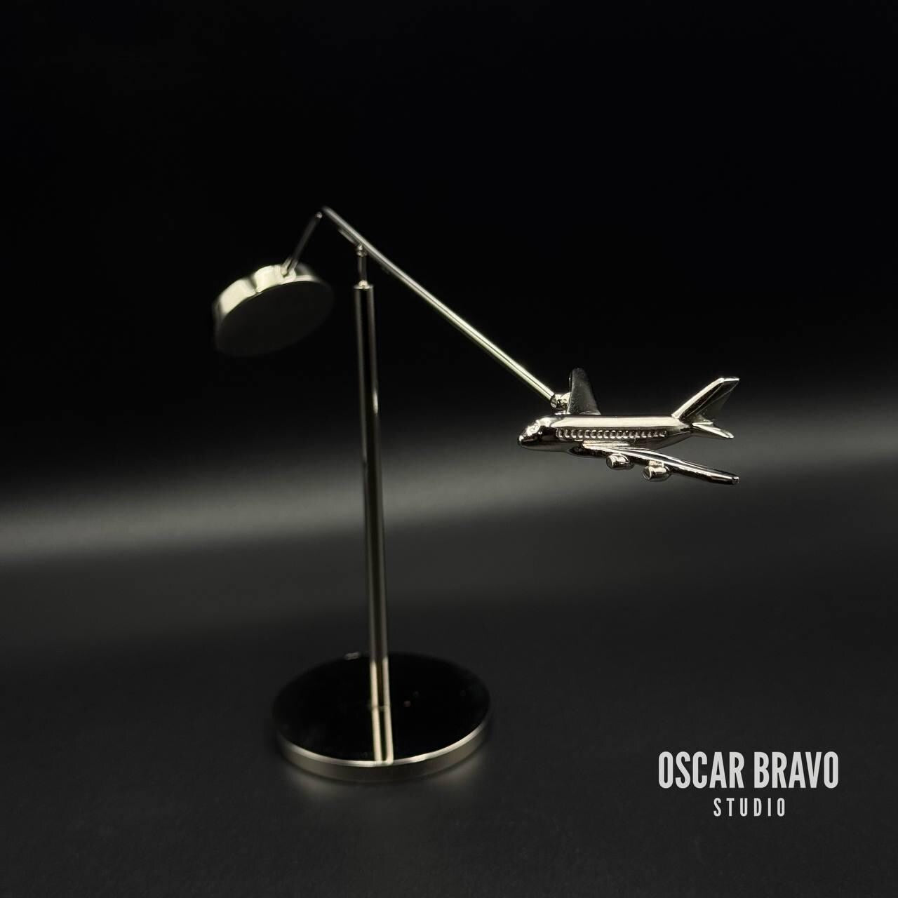 Airplane Model Desktop Balance Decoration – 4 Engine Jet Sculpture, Airbus A380 & Boeing 747 Inspired Gift OSCAR BRAVO STUDIO