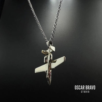 A-10 Thunderbolt Necklace – Silver & Gold Toned | Pilot Gift, Warthog Jewelry OSCAR BRAVO STUDIO