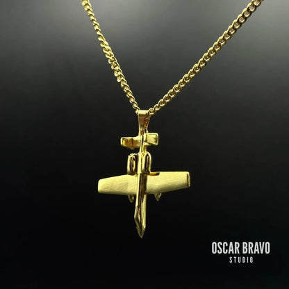 A-10 Thunderbolt Necklace – Silver & Gold Toned | Pilot Gift, Warthog Jewelry OSCAR BRAVO STUDIO