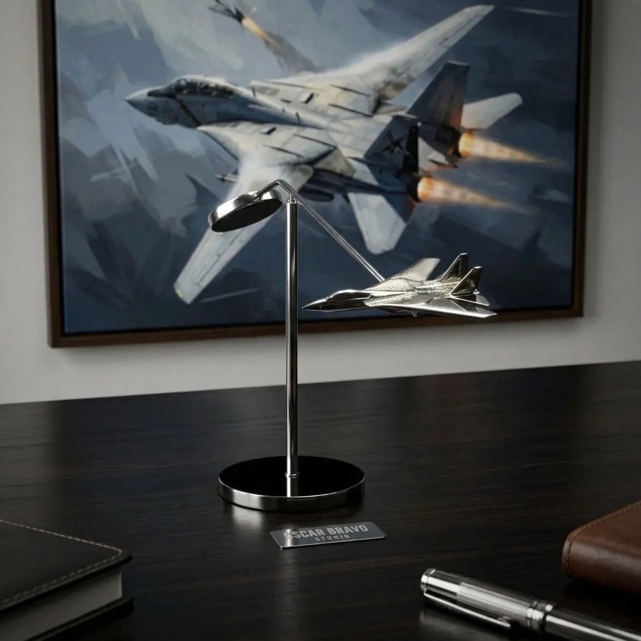 F-14 Tomcat Balance Model: Chrome Aviation Sculpture, Navy Pilot Gift OSCAR BRAVO STUDIO
