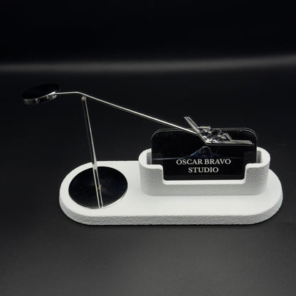 Kinetic B-2 Spirit Business Card Holder, Chrome-Plated Brass Stealth Bomber Desk Decor OSCAR BRAVO STUDIO