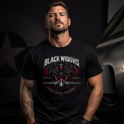 Black Widows "Kiss of Death" Fighter Squadron T-Shirt OSCAR BRAVO STUDIO