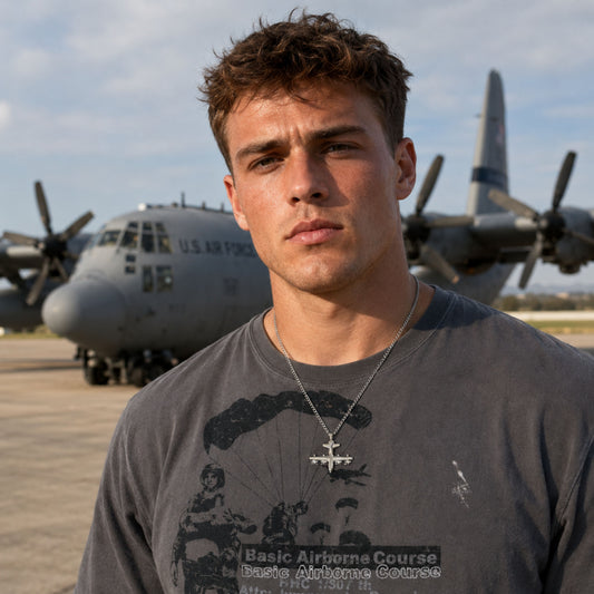 C130 Transport Aircraft Necklace OSCAR BRAVO STUDIO