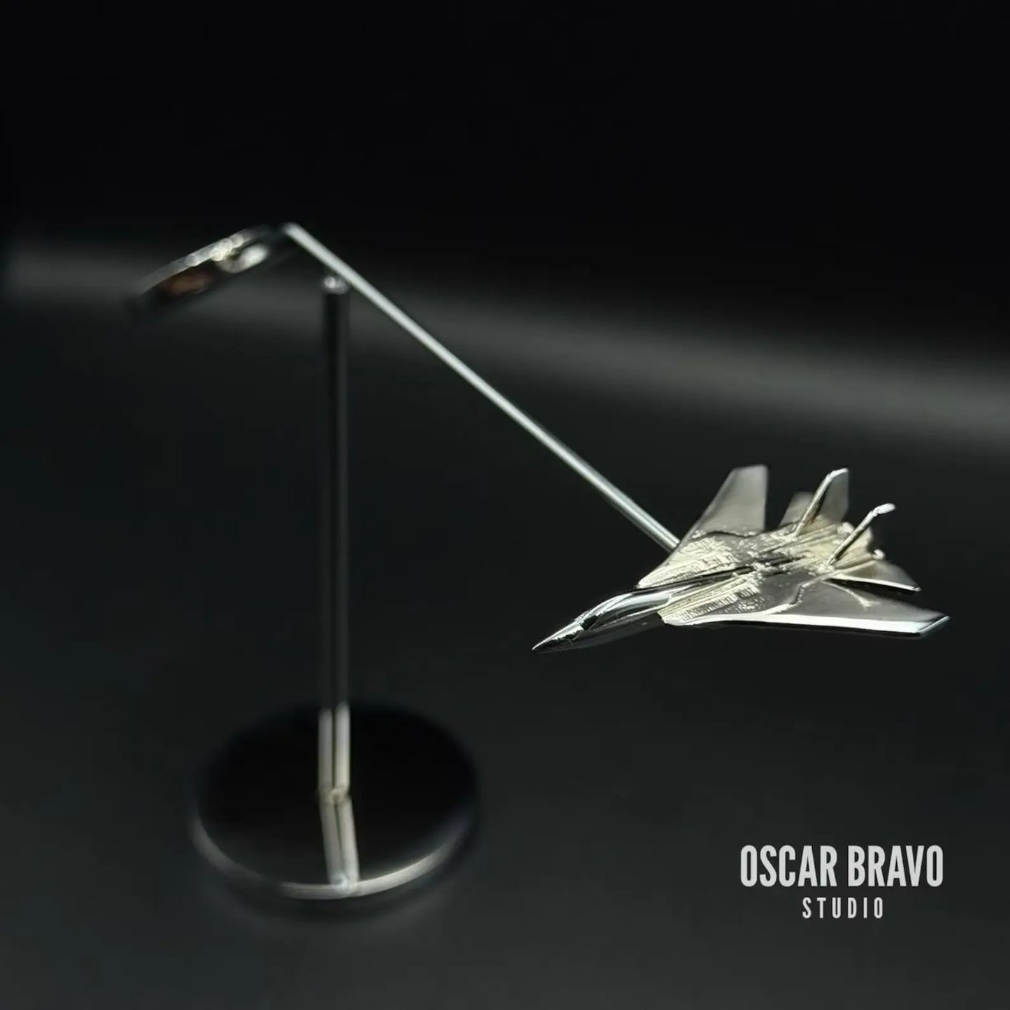 F-14 Tomcat Balance Model: Chrome Aviation Sculpture, Navy Pilot Gift OSCAR BRAVO STUDIO