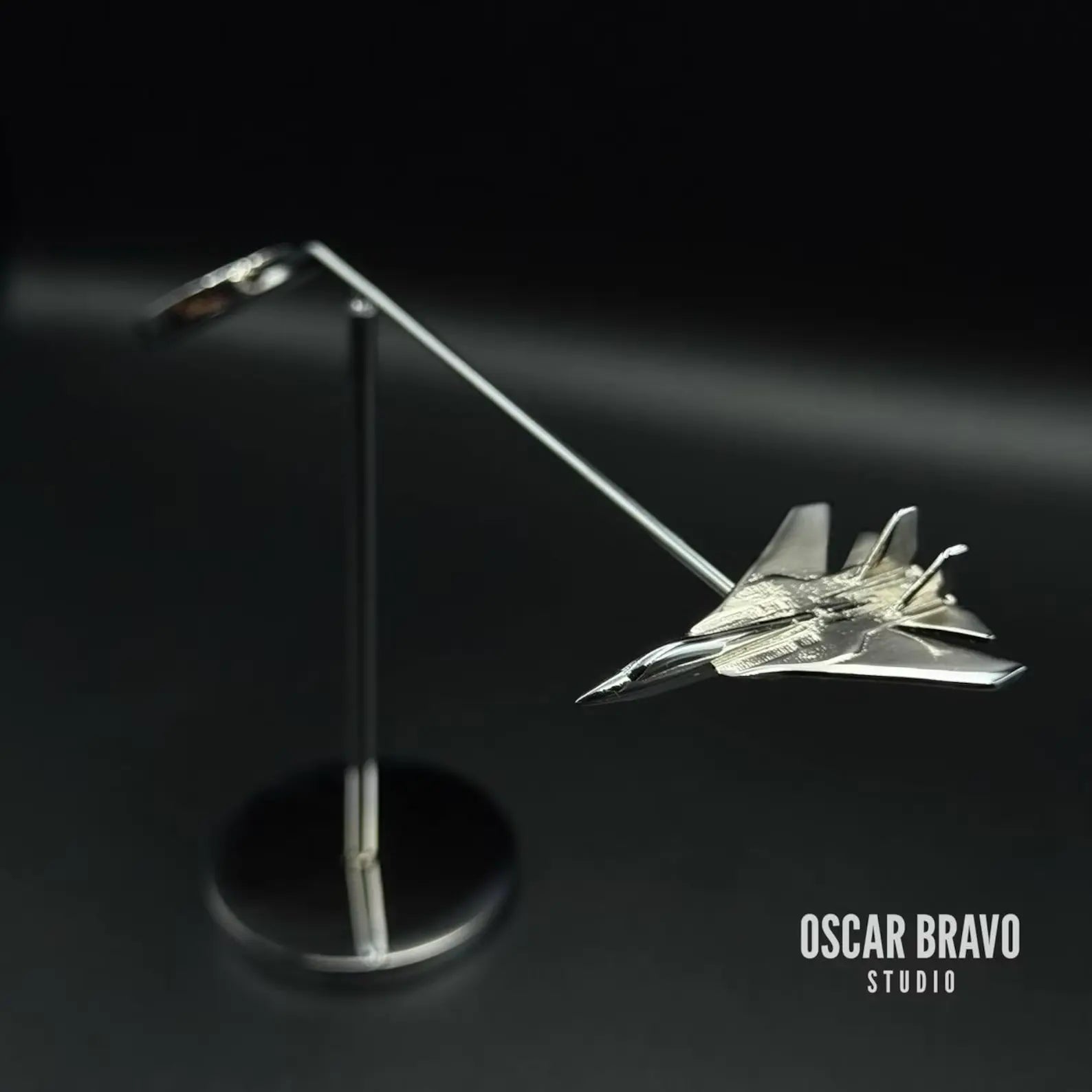 F-14 Tomcat Balance Model: Chrome Aviation Sculpture, Navy Pilot Gift OSCAR BRAVO STUDIO