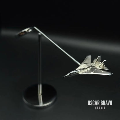 F-14 Tomcat Balance Model: Chrome Aviation Sculpture, Navy Pilot Gift OSCAR BRAVO STUDIO