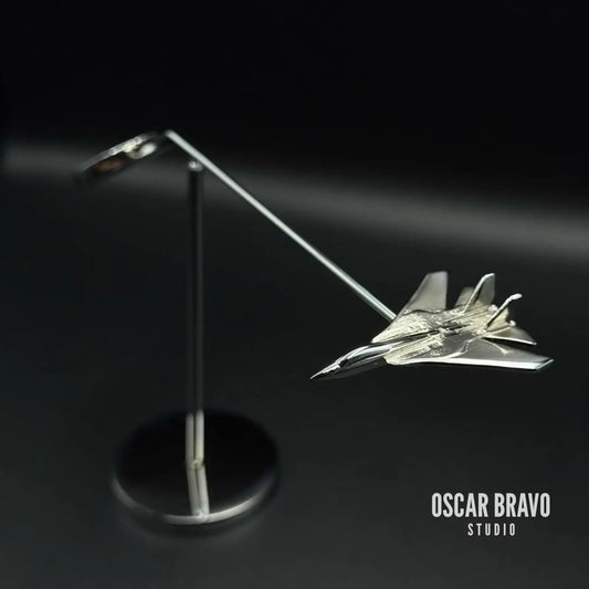 F-14 Tomcat Balance Model: Chrome Aviation Sculpture, Navy Pilot Gift OSCAR BRAVO STUDIO