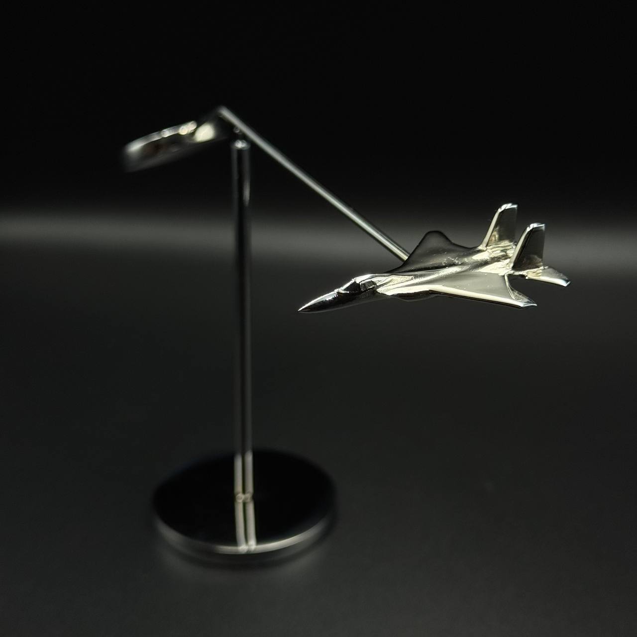F15 Eagle Balance Model: Chrome Fighter Jet Desk Decor OSCAR BRAVO STUDIO