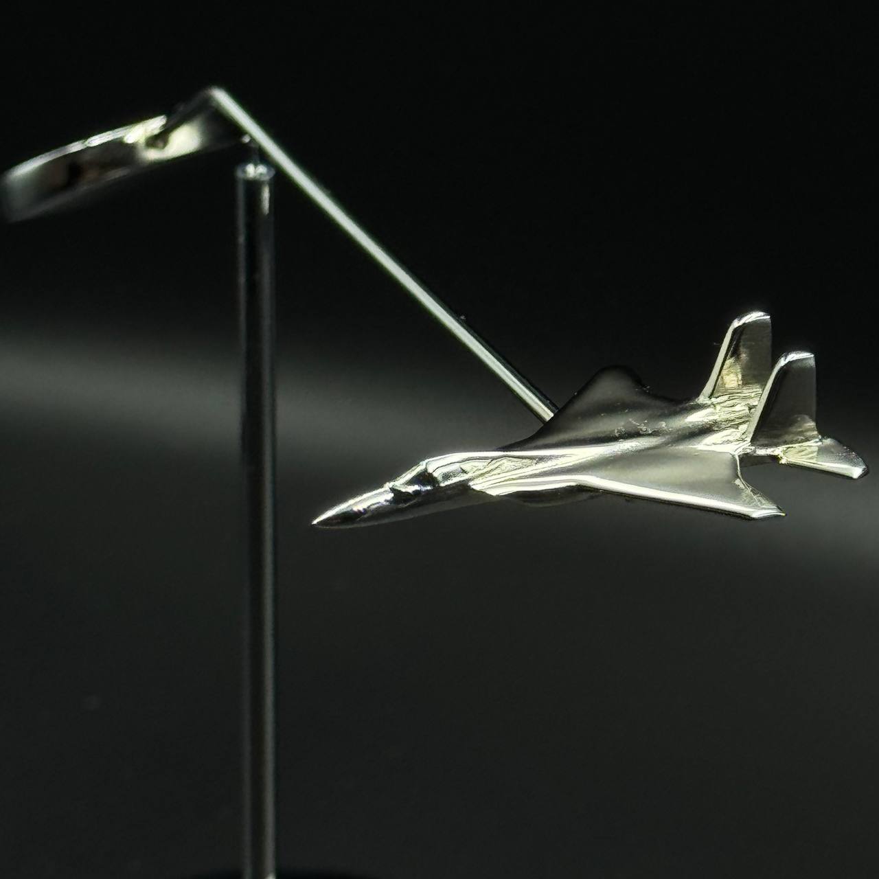 F15 Eagle Balance Model: Chrome Fighter Jet Desk Decor OSCAR BRAVO STUDIO