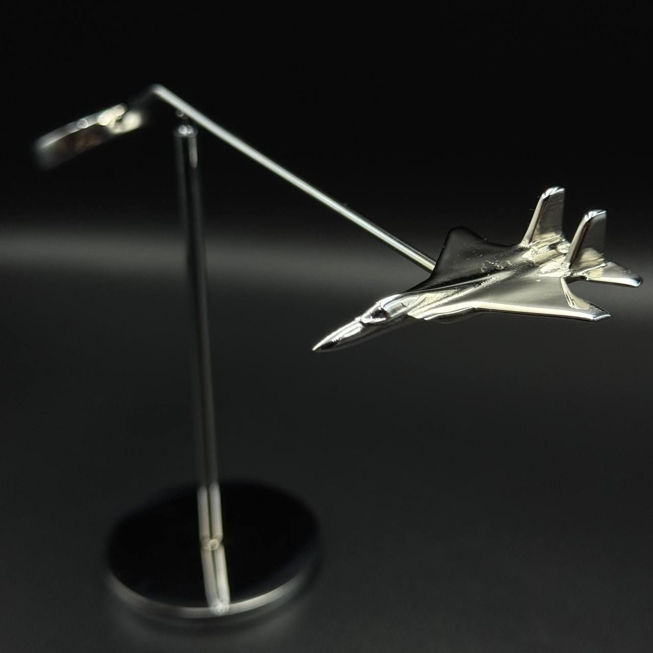 F15 Eagle Balance Model: Chrome Fighter Jet Desk Decor OSCAR BRAVO STUDIO
