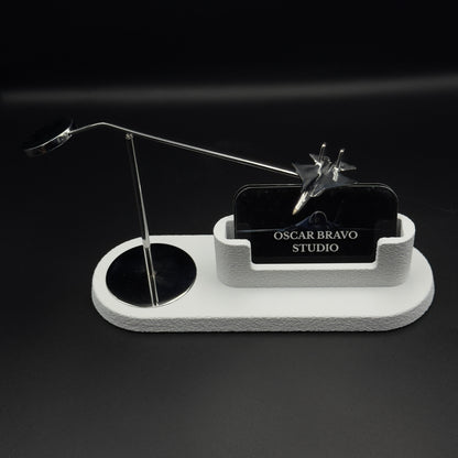 F-15 Eagle Kinetic Business Card Holder, Chrome Fighter Jet Desk Decor, Pilot Gift OSCAR BRAVO STUDIO