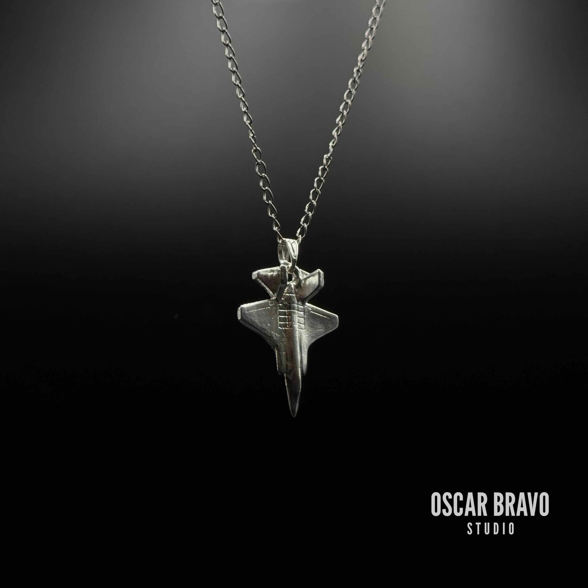 F35 Fighter Jet Necklace - Silver Plated Military Aircraft Pendant OSCAR BRAVO STUDIO