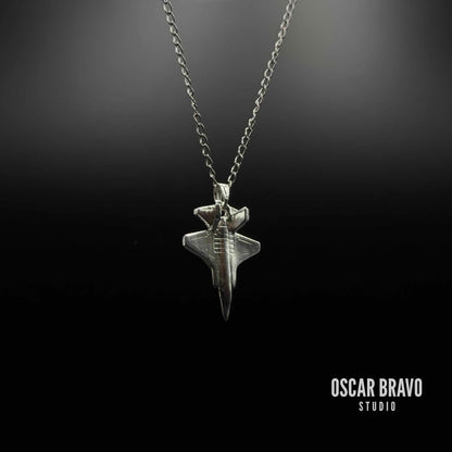 F35 Fighter Jet Necklace - Silver Plated Military Aircraft Pendant OSCAR BRAVO STUDIO