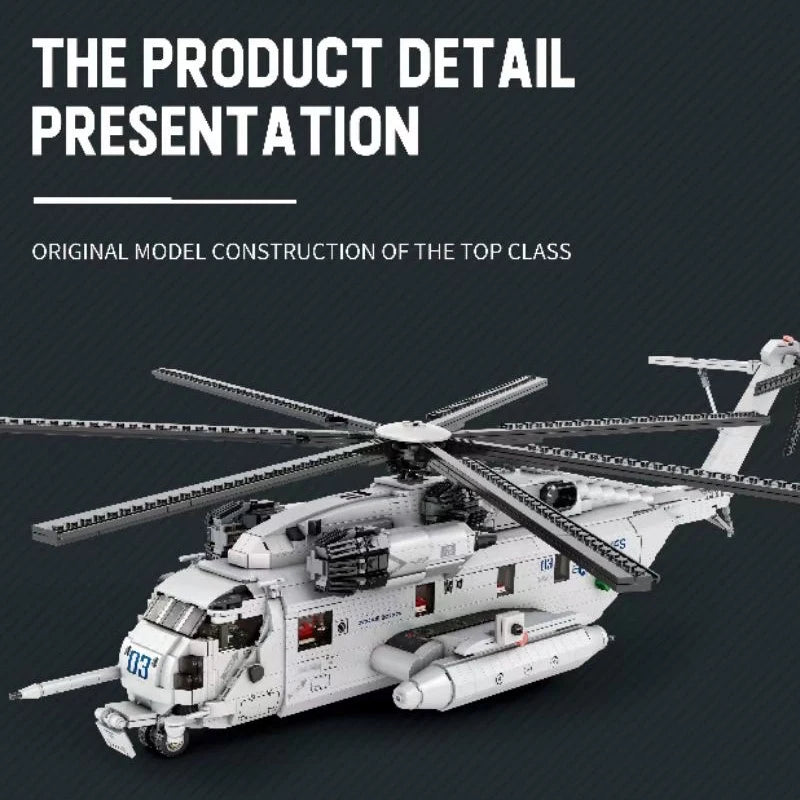 Military CH-53 Transport Helicopter Building Blocks Set | Large Air Force MOC Aircraft Model - 2192 PCS Collectible Display & Gift OSCAR BRAVO STUDIO