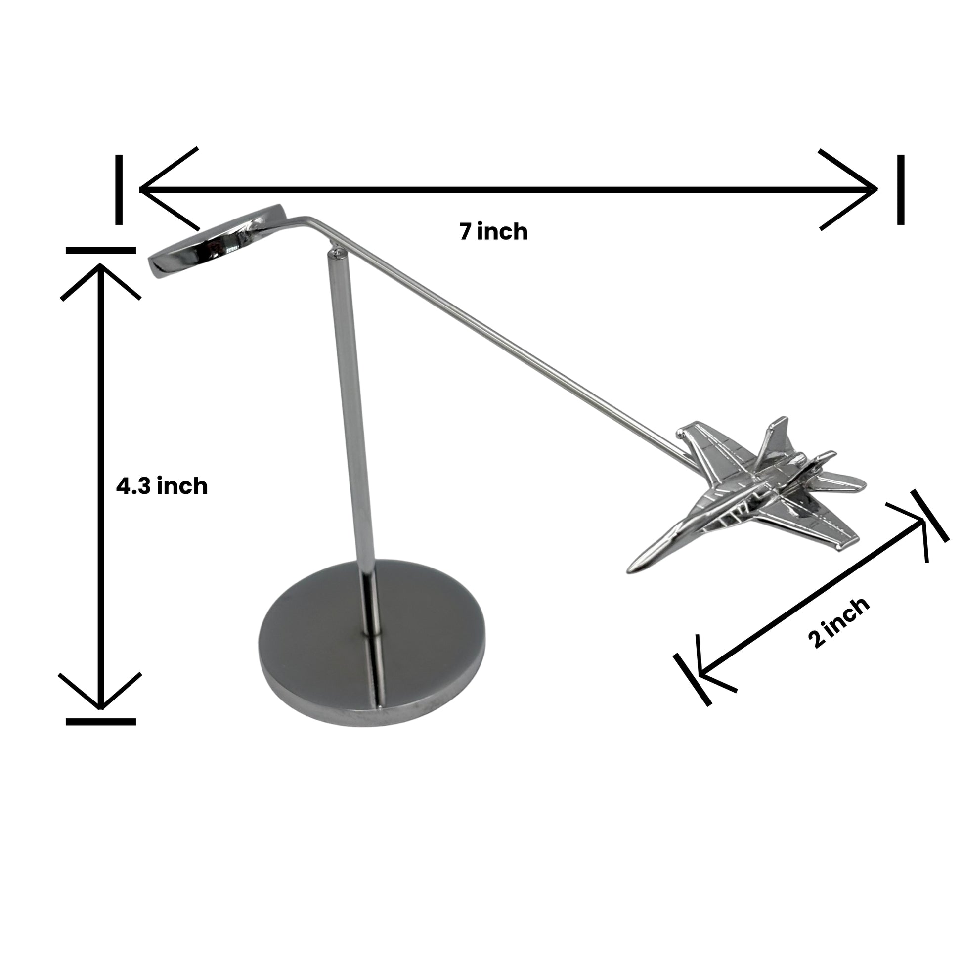 F18 Fighter Jet Scale Model – Chrome Air Force Desktop Airplane Sculpture – Premium Aircraft Desk Decor for Pilots & Collectors – 5 Inch OSCAR BRAVO STUDIO