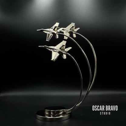 F18 Hornet Formation Model – Fighter Jet Display, Pilot Gift, Aircrew & Veteran Collectible, Aviation Desk Decor OSCAR BRAVO STUDIO