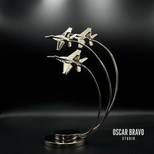 F18 Hornet Formation Model – Fighter Jet Display, Pilot Gift, Aircrew & Veteran Collectible, Aviation Desk Decor OSCAR BRAVO STUDIO