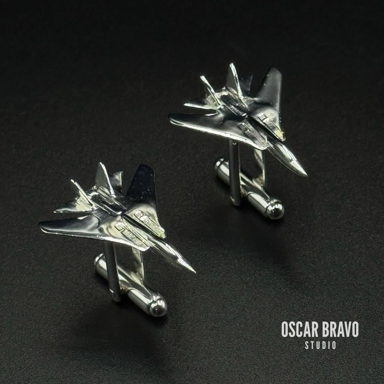 F-14 Tomcat Silver Cufflinks – Handmade Aviation Gift OSCAR BRAVO STUDIO