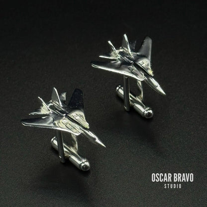 F-14 Tomcat Silver Cufflinks – Handmade Aviation Gift OSCAR BRAVO STUDIO