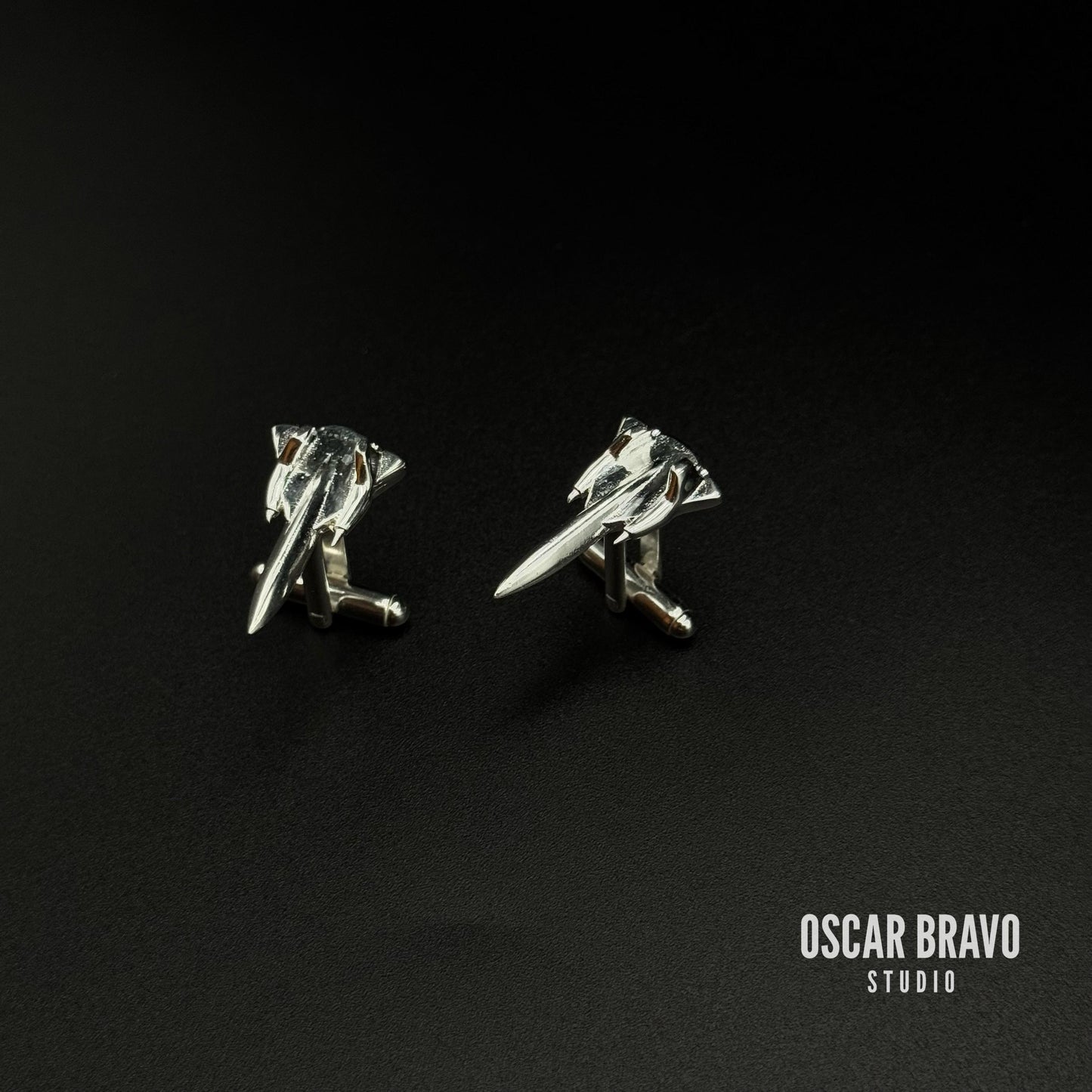 SR-71 Blackbird Cufflinks, Silver Plated Aviation Jewelry, Pilot & Air Force Gift OSCAR BRAVO STUDIO