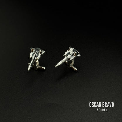 SR-71 Blackbird Cufflinks, Silver Plated Aviation Jewelry, Pilot & Air Force Gift OSCAR BRAVO STUDIO