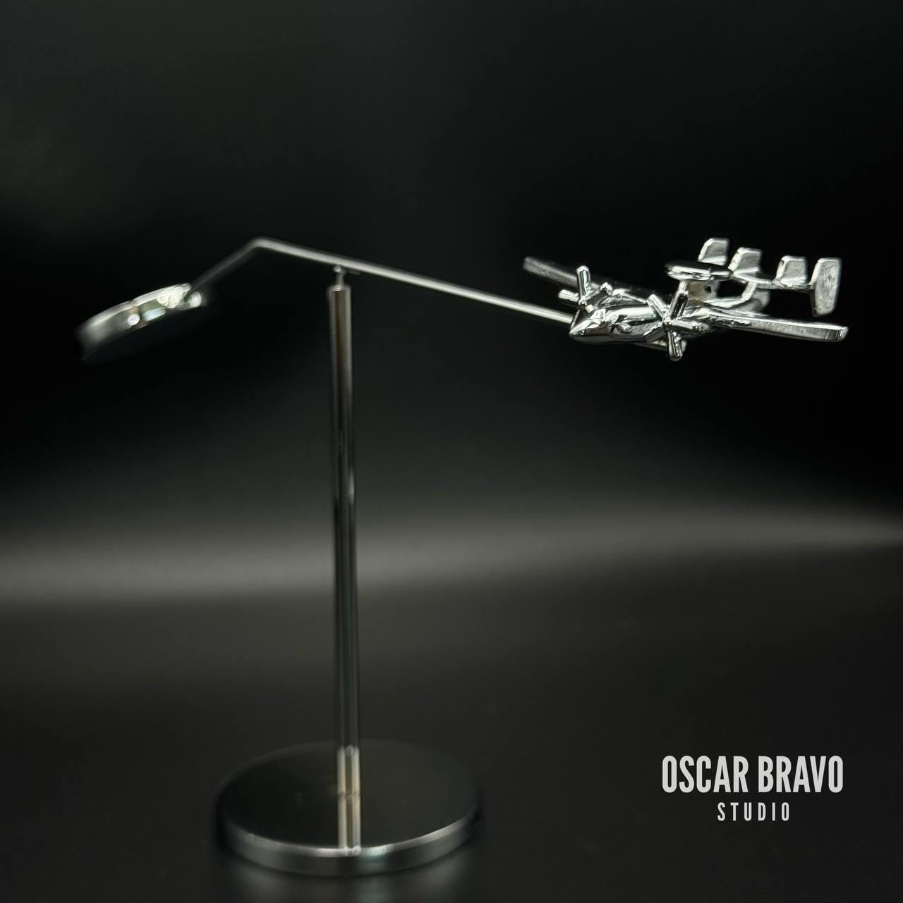Brass E-2 Hawkeye AWACS Model: U.S. Navy Aircraft Sculpture OSCAR BRAVO STUDIO