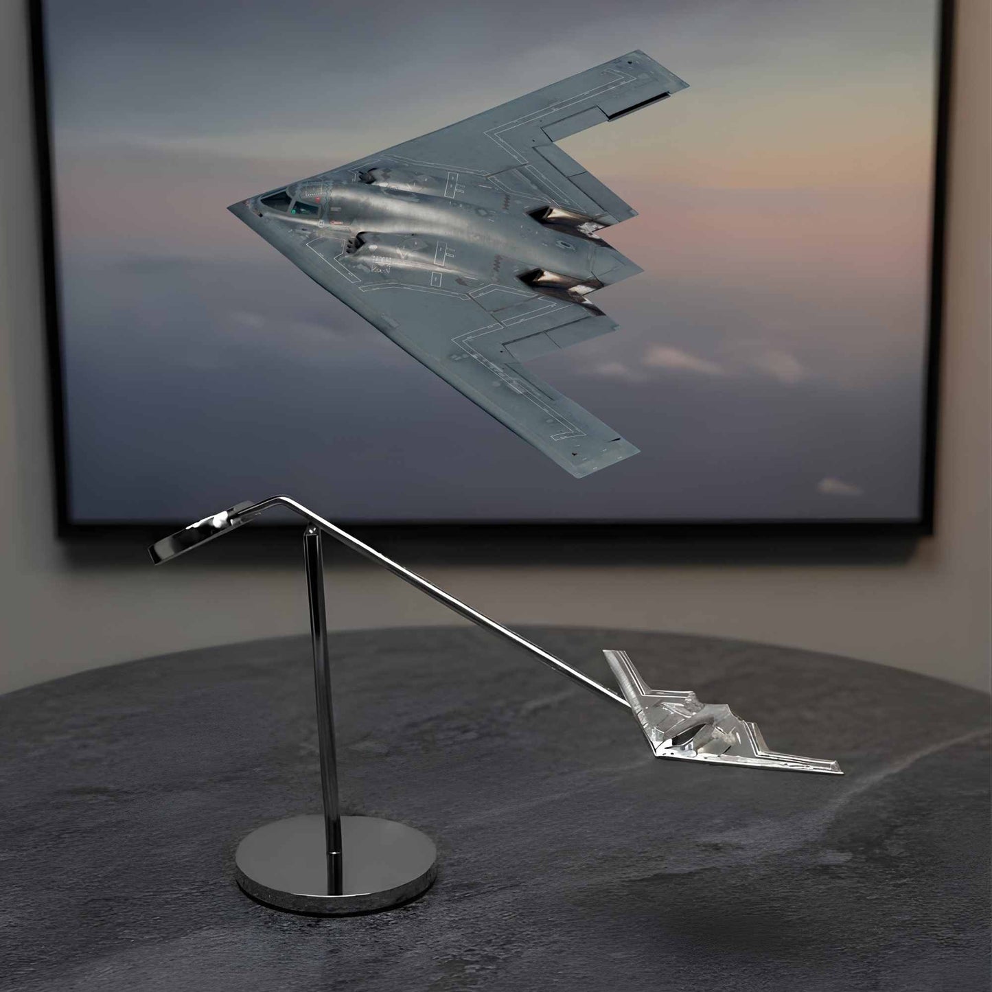 B2 Balance Model - Chrome Brass Scale Model Desk Sculpture OSCAR BRAVO STUDIO