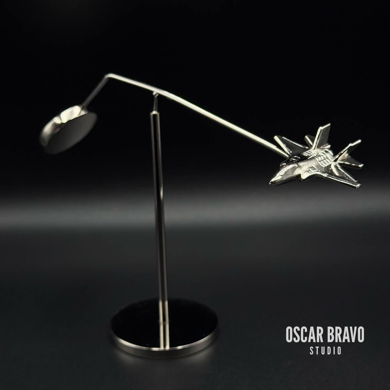 F35 Lightning II Model – Stealth Fighter Balance Sculpture, Pilot Gift, Military Jet Desk Decor, Air Force Collectible OSCAR BRAVO STUDIO