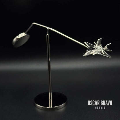F35 Lightning II Model – Stealth Fighter Balance Sculpture, Pilot Gift, Military Jet Desk Decor, Air Force Collectible OSCAR BRAVO STUDIO