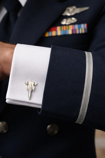 SR-71 Blackbird Cufflinks, Silver Plated Aviation Jewelry, Pilot & Air Force Gift OSCAR BRAVO STUDIO