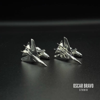 F-14 Tomcat Silver Cufflinks – Handmade Aviation Gift OSCAR BRAVO STUDIO