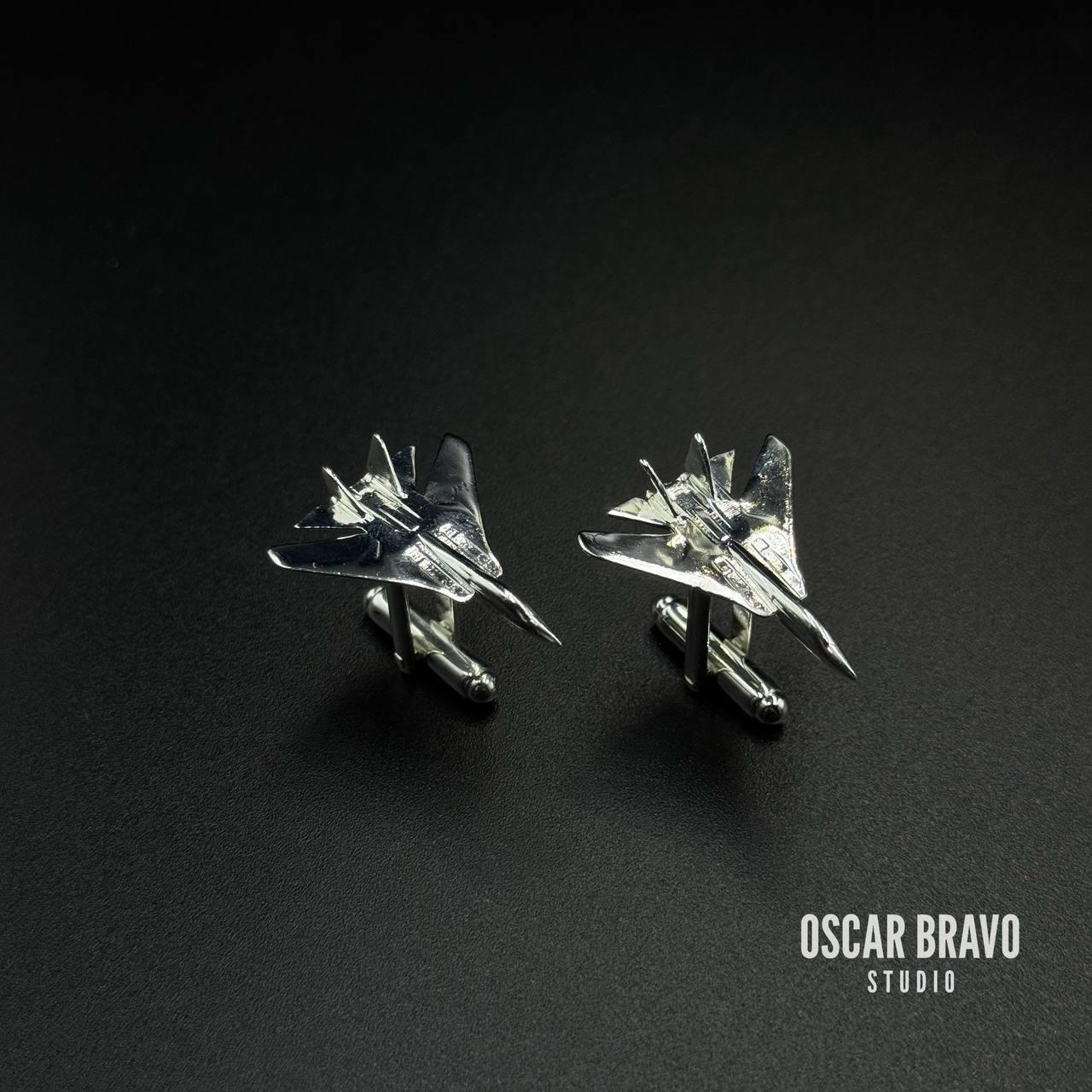 F-14 Tomcat Silver Cufflinks – Handmade Aviation Gift OSCAR BRAVO STUDIO