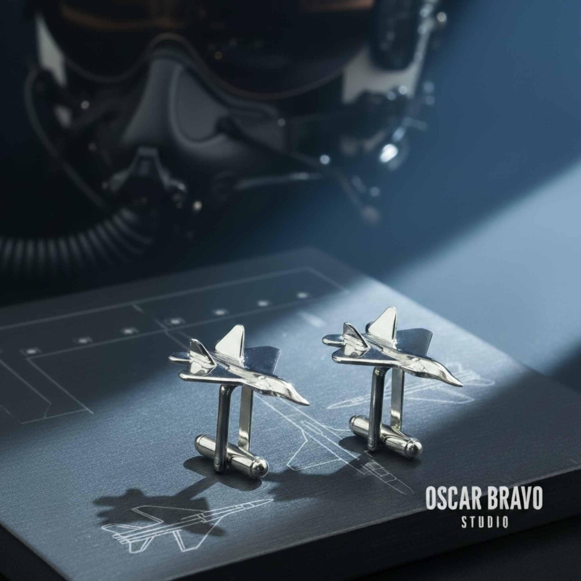 F22 Raptor Cufflinks - Stealth Fighter Jet Pilot Gift - Military Aviation Jewelry - Air Force Gift for Men OSCAR BRAVO STUDIO