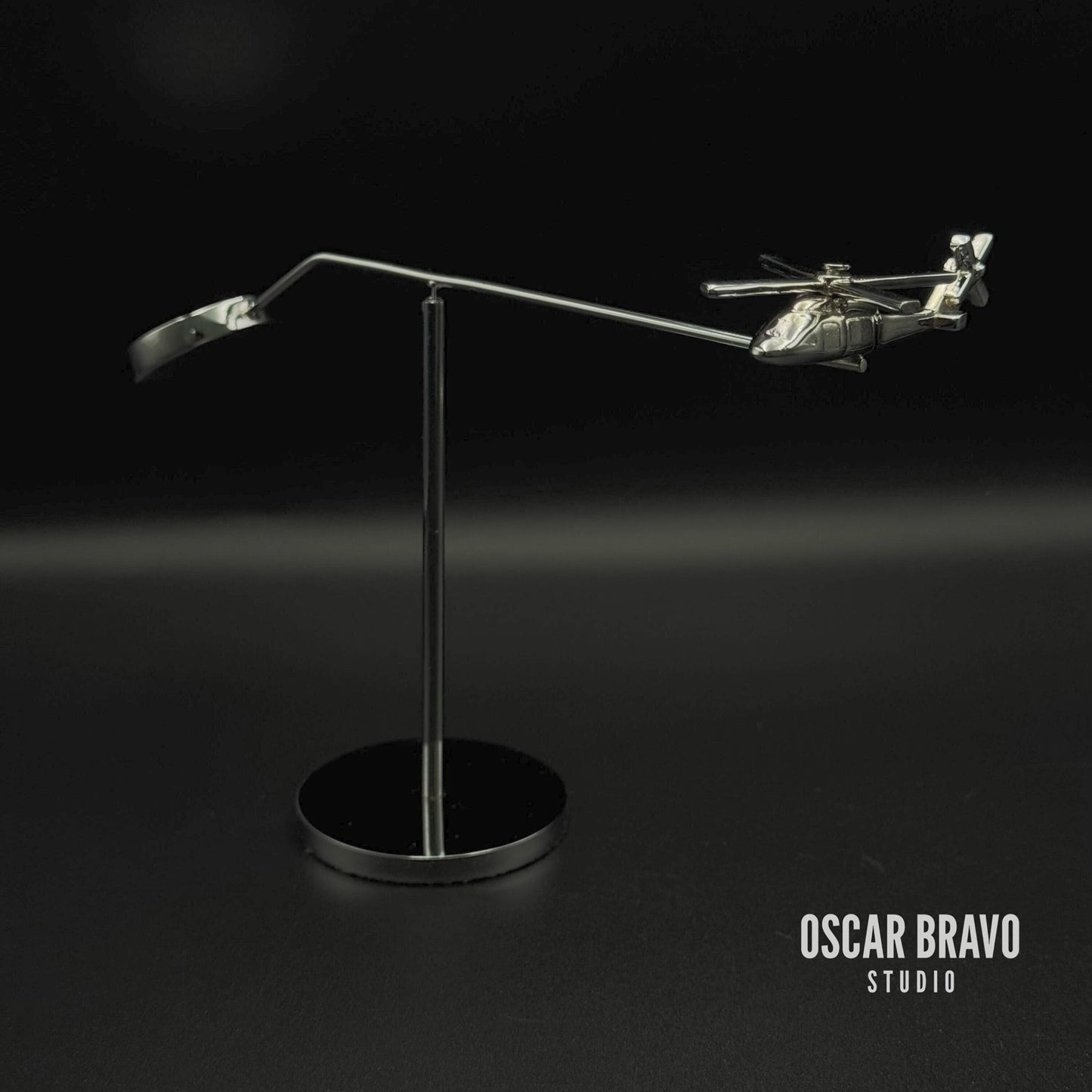 UH-60 Helicopter Kinetic Sculpture | Chrome Aviation Desk Decor OSCAR BRAVO STUDIO