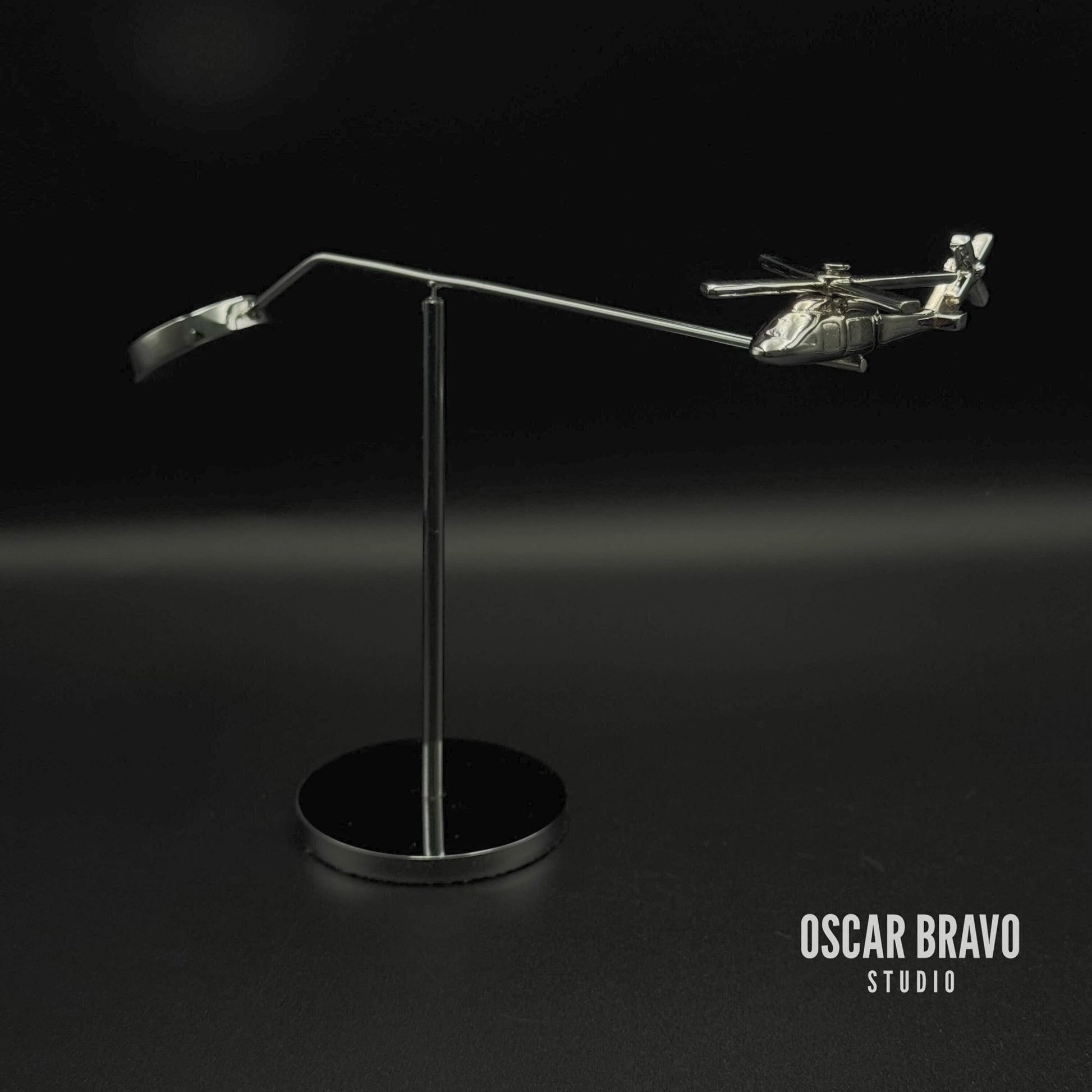 UH-60 Helicopter Kinetic Sculpture | Chrome Aviation Desk Decor OSCAR BRAVO STUDIO