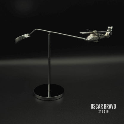 UH-60 Helicopter Kinetic Sculpture | Chrome Aviation Desk Decor OSCAR BRAVO STUDIO