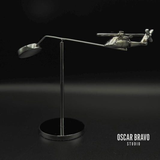 UH-60 Helicopter Kinetic Sculpture | Chrome Aviation Desk Decor OSCAR BRAVO STUDIO