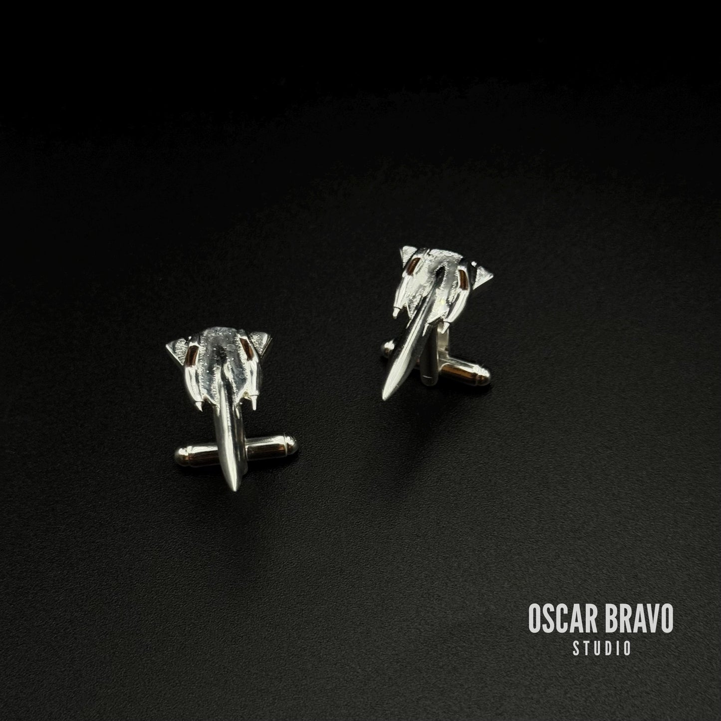 SR-71 Blackbird Cufflinks, Silver Plated Aviation Jewelry, Pilot & Air Force Gift OSCAR BRAVO STUDIO