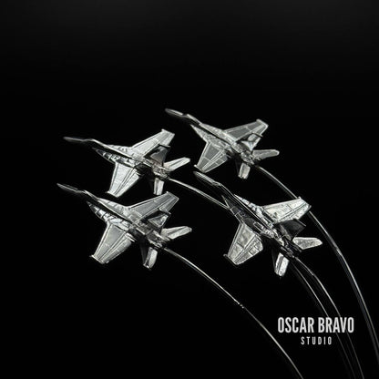F-18 Blue Angels Diamond Formation Model: Chrome Aviation Desk Decor OSCAR BRAVO STUDIO