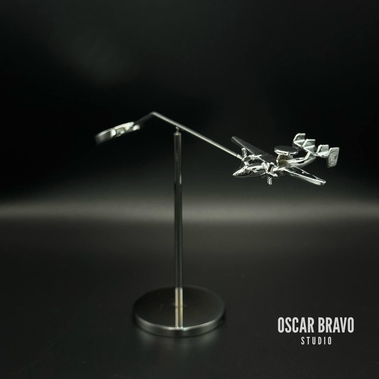 Brass E-2 Hawkeye AWACS Model: U.S. Navy Aircraft Sculpture OSCAR BRAVO STUDIO